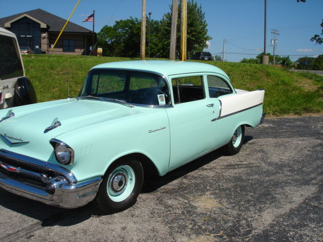 Green 1957 Chevrolet Bel Air/150/210 CHEVY 150 with Black interior