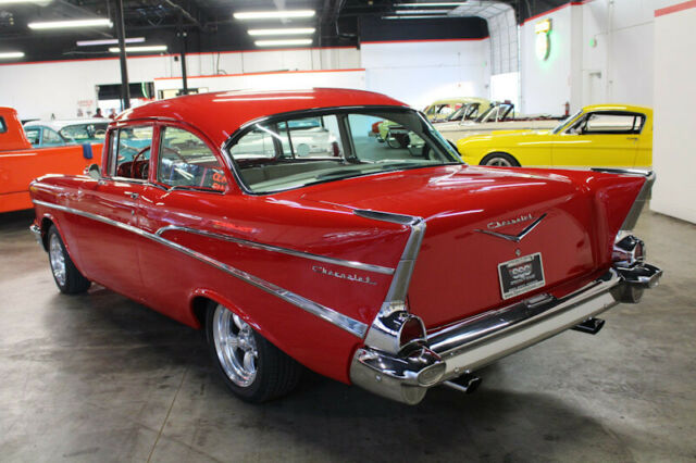 Red 1957 Chevrolet Bel Air/150/210 Sedan with Red interior