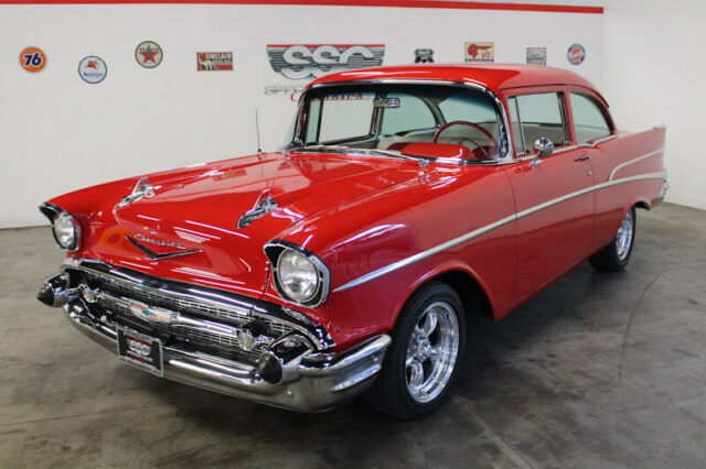 Red 1957 Chevrolet Bel Air/150/210 Sedan with Red interior