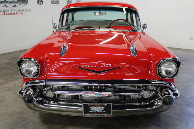 Red 1957 Chevrolet Bel Air/150/210 Sedan with Red interior