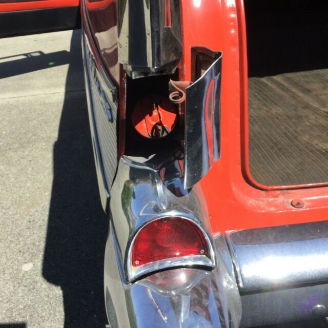 Red/White 1957 Chevrolet Bel Air/150/210 Coupe with Red/black interior