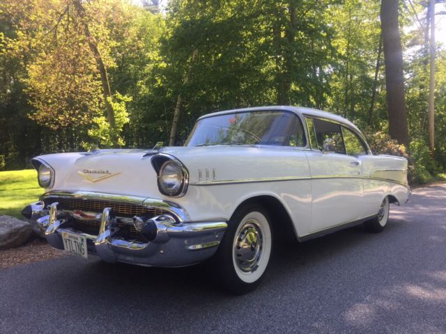 White 1957 Chevrolet Bel Air/150/210 Coupe with White /Black interior