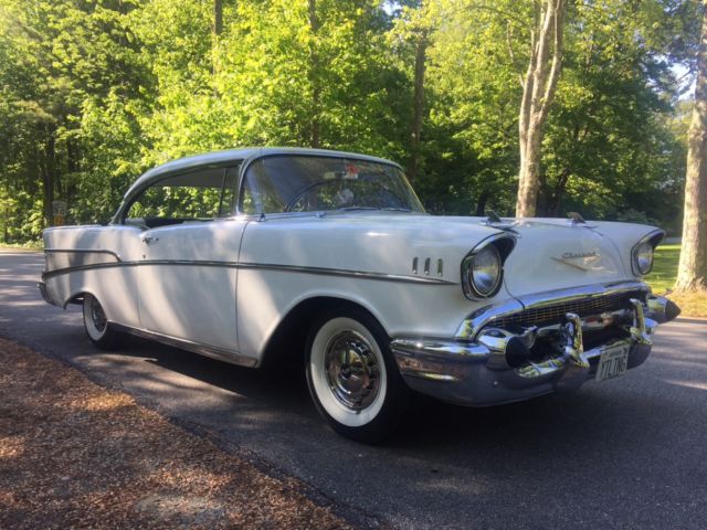 White 1957 Chevrolet Bel Air/150/210 Coupe with White /Black interior