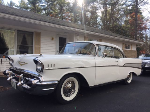 White 1957 Chevrolet Bel Air/150/210 Coupe with White /Black interior