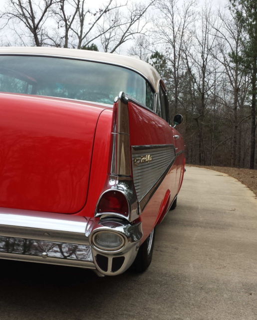 Red 1957 Chevrolet Bel Air/150/210 Coupe with Red interior