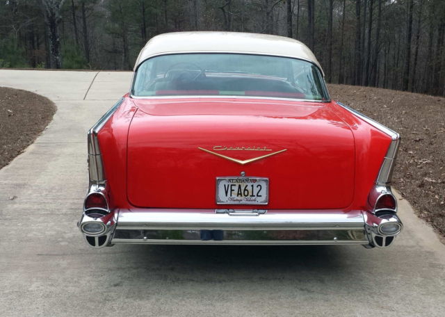 Red 1957 Chevrolet Bel Air/150/210 Coupe with Red interior