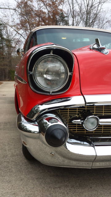 Red 1957 Chevrolet Bel Air/150/210 Coupe with Red interior