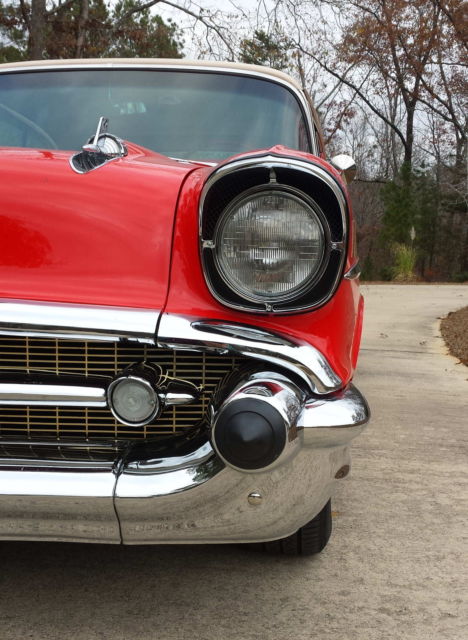 Red 1957 Chevrolet Bel Air/150/210 Coupe with Red interior