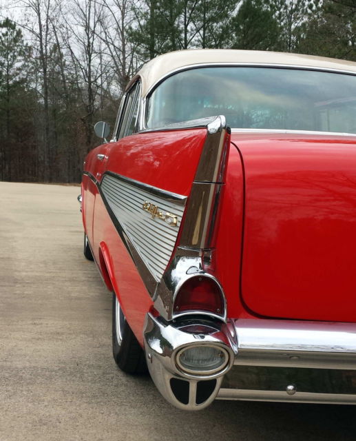 Red 1957 Chevrolet Bel Air/150/210 Coupe with Red interior