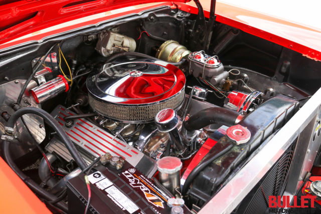 Red 1957 Chevrolet Bel Air/150/210 Coupe with Black interior