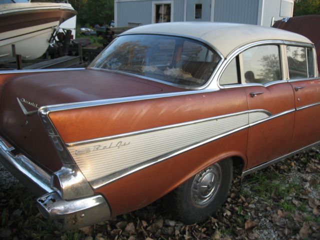Siera Gold and Ivory 1957 Chevrolet Bel Air/150/210 Sedan with Black and Siera Gold interior