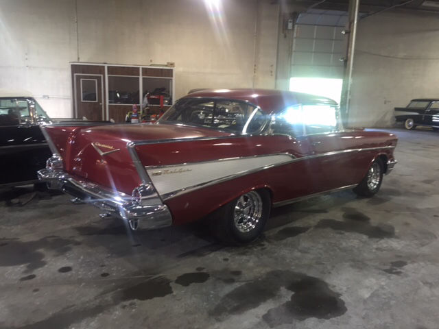 Burgundy 1957 Chevrolet Bel Air/150/210 Coupe with Black interior