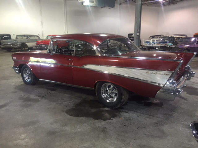 Burgundy 1957 Chevrolet Bel Air/150/210 Coupe with Black interior