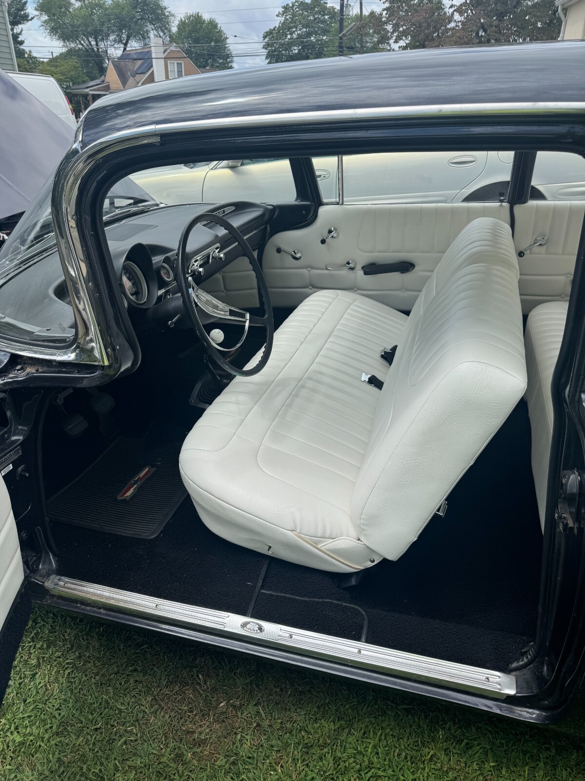 Black 1959 Chevrolet Bel Air/150/210 Coupe with White interior