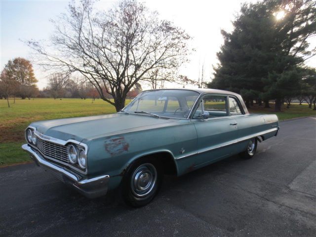 Blue 1964 Chevrolet Biscayne Coupe with Blue interior