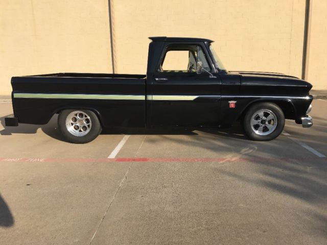 Black 1964 Chevrolet C-10 Small Back Window with Yenko Green interior