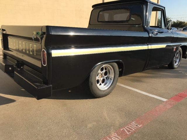 Black 1964 Chevrolet C-10 Small Back Window with Yenko Green interior