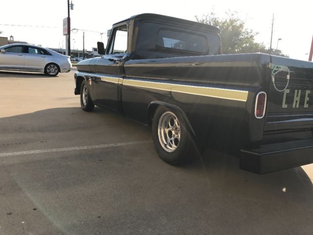Black 1964 Chevrolet C-10 Small Back Window with Yenko Green interior