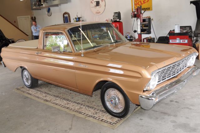 Gold 1964 Ford Ranchero 2 Door Car with Pay Load with Gold interior