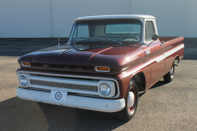 Maroon 1965 Chevrolet C-10 Pickup with Tan interior