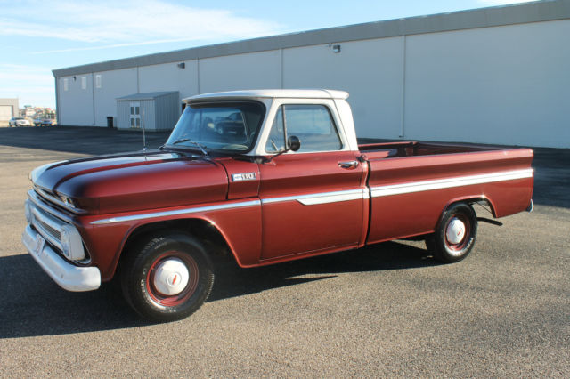 Maroon 1965 Chevrolet C-10 Pickup with Tan interior