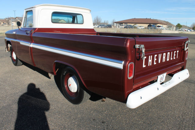 Maroon 1965 Chevrolet C-10 Pickup with Tan interior
