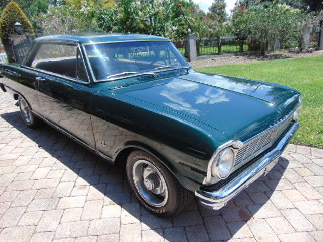 Green 1965 Chevrolet Nova Coupe with Tan interior