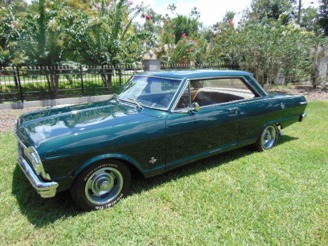 Green 1965 Chevrolet Nova Coupe with Tan interior