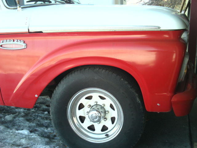 Red 1965 Ford F-250 Long Bed