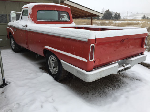 Red 1965 Ford F-250 Long Bed