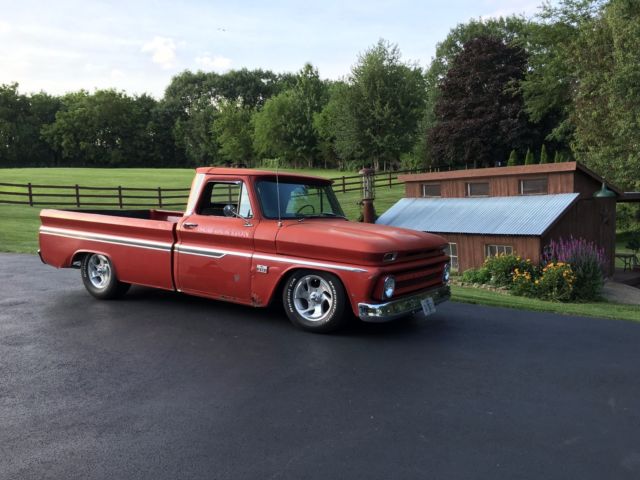 Red 1966 Chevrolet C-10 with Gray interior