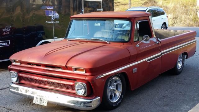 Red 1966 Chevrolet C-10 with Gray interior