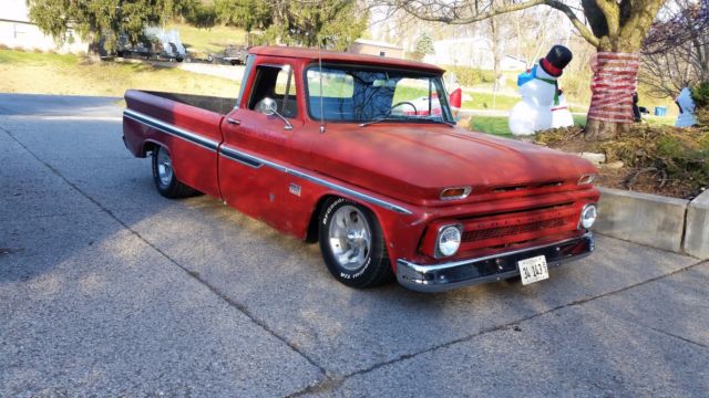 Red 1966 Chevrolet C-10 with Gray interior