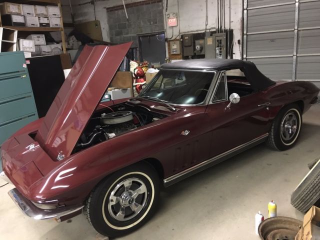 Milano Maroon 1966 Chevrolet Corvette Convertible with Black interior
