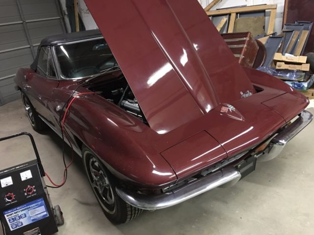 Milano Maroon 1966 Chevrolet Corvette Convertible with Black interior