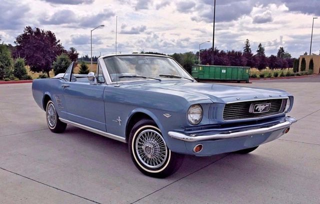 blue 1966 Ford Mustang with blue interior