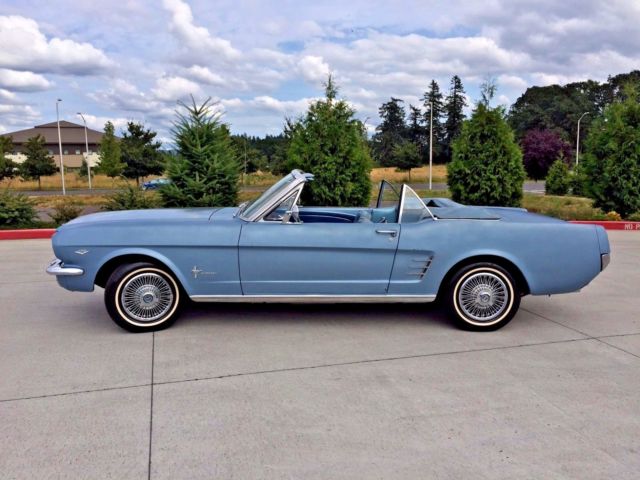 blue 1966 Ford Mustang with blue interior