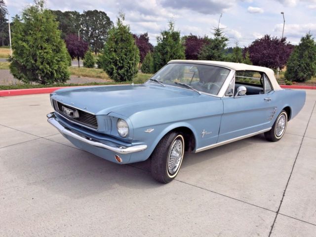 blue 1966 Ford Mustang with blue interior