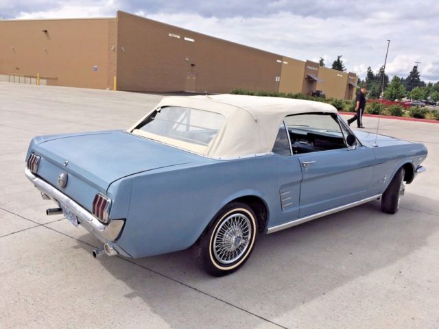 blue 1966 Ford Mustang with blue interior