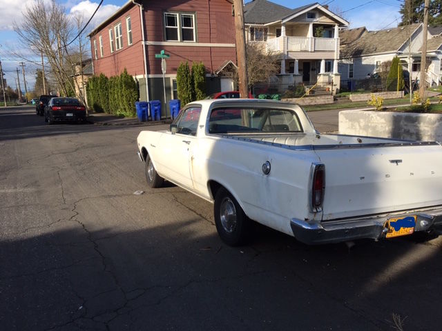 White 1966 Ford Ranchero U/K with Black interior