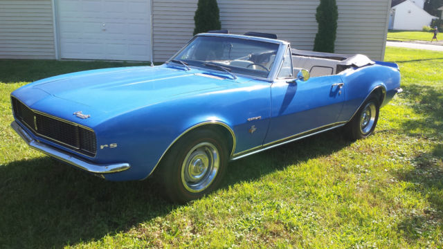 Blue 1967 Chevrolet Camaro Convertible with White interior