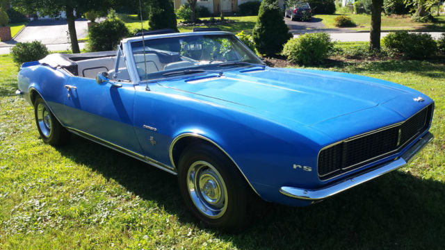 Blue 1967 Chevrolet Camaro Convertible with White interior