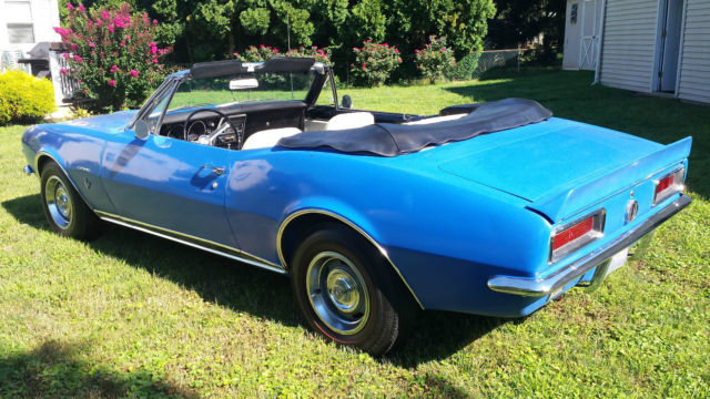 Blue 1967 Chevrolet Camaro Convertible with White interior