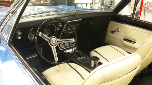 Blue 1967 Chevrolet Camaro Convertible with White interior