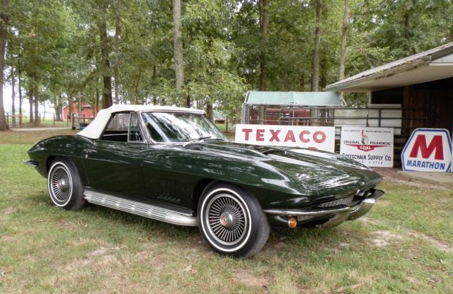 Green 1967 Chevrolet Corvette Convertible with Black interior