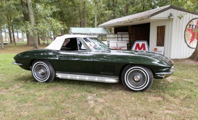 Green 1967 Chevrolet Corvette Convertible with Black interior