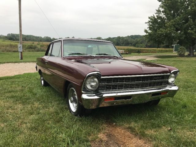 Maroon 1967 Chevrolet Nova Sedan with Black interior