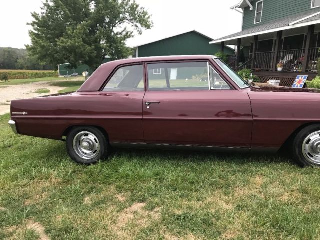 Maroon 1967 Chevrolet Nova Sedan with Black interior