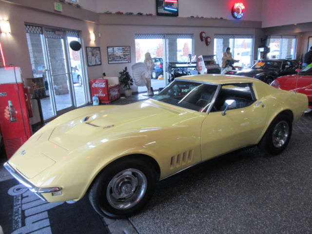 Yellow 1968 Chevrolet Corvette with Black interior