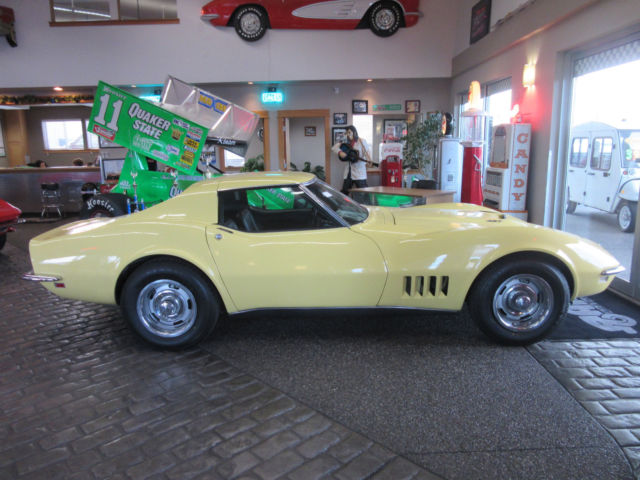 Yellow 1968 Chevrolet Corvette with Black interior